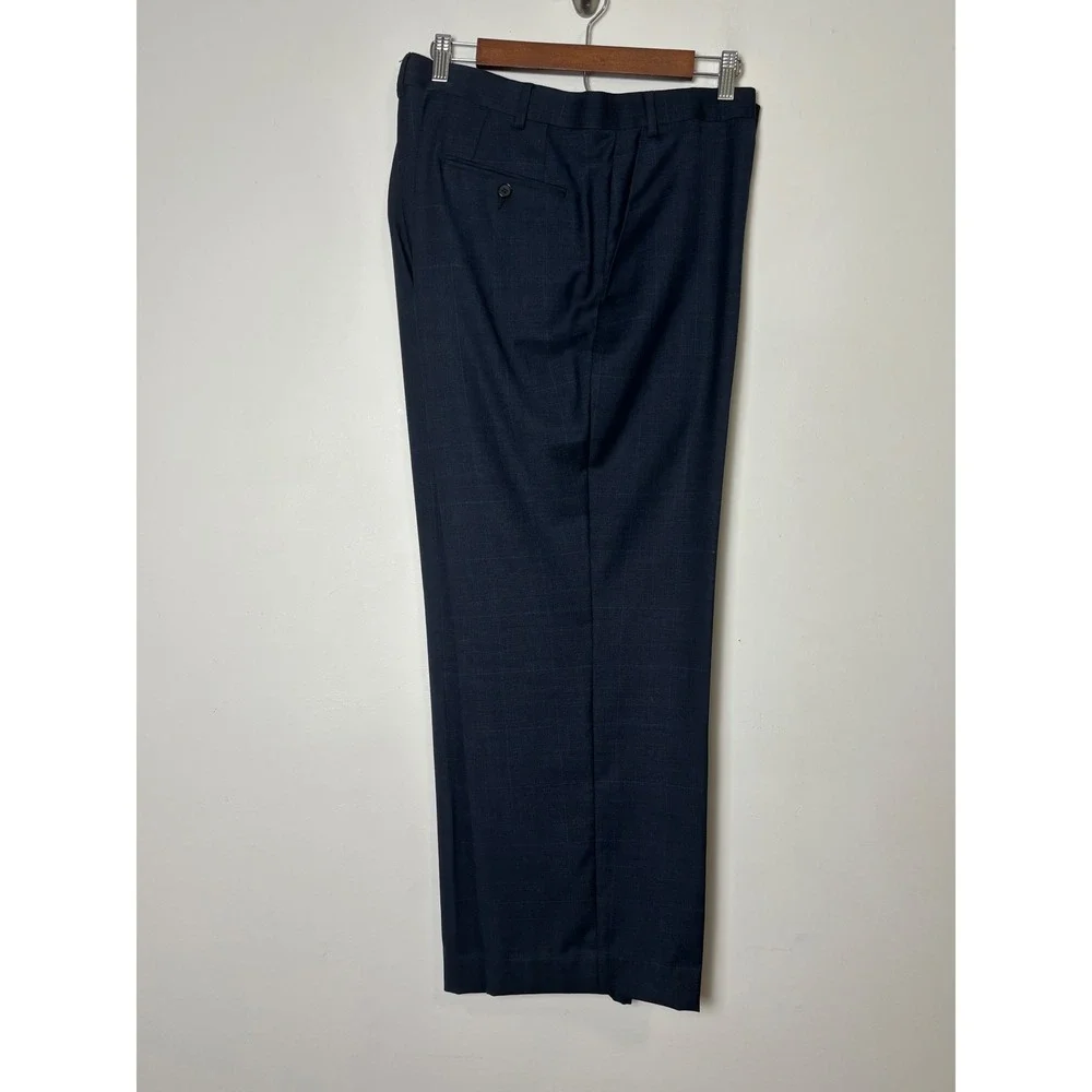 Lauren Ralph Lauren Mens Suit 48R 42W x 27L Blue Windowpane Plaid Wool 2-Piece